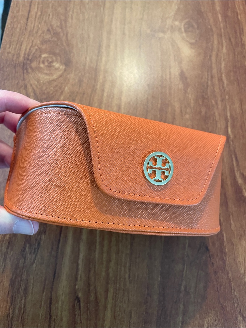 Tory Burch Orange Sunglasses Case with Gold Logo